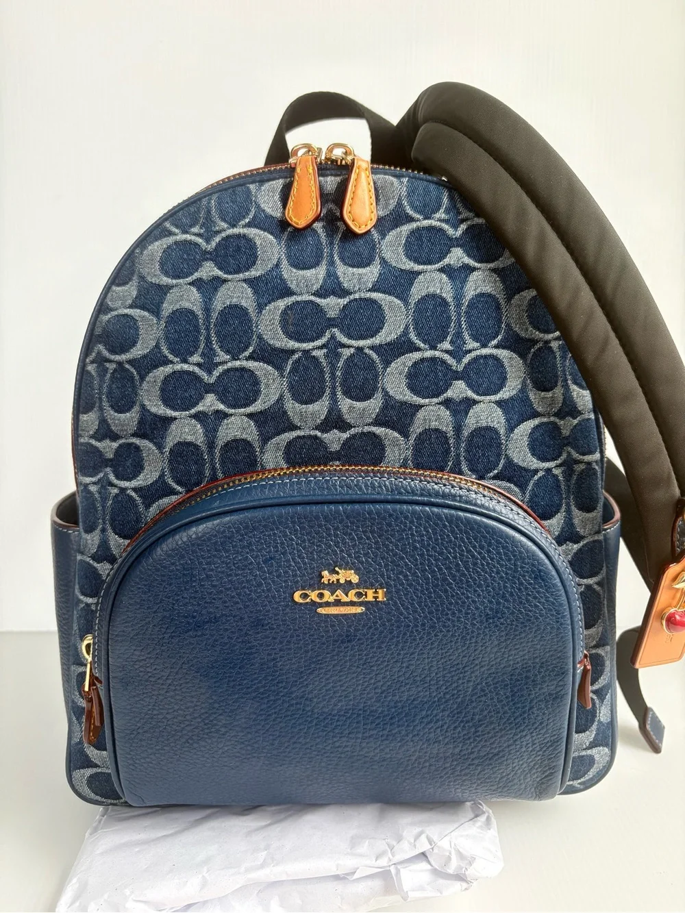 Coach Denim Court Backpack In Signature Canvas Leather Authentic Mint Condition